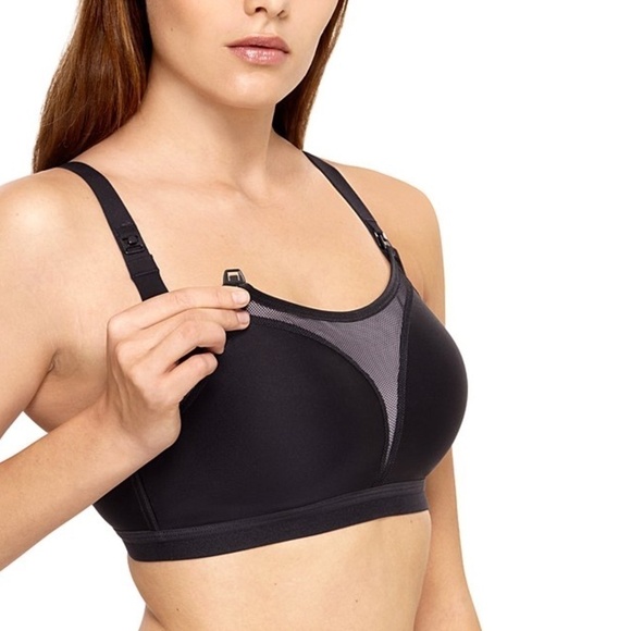 WACOAL Bra Maternity Sport Nursing Black 38C Nylon & Lycra - Picture 3 of 10